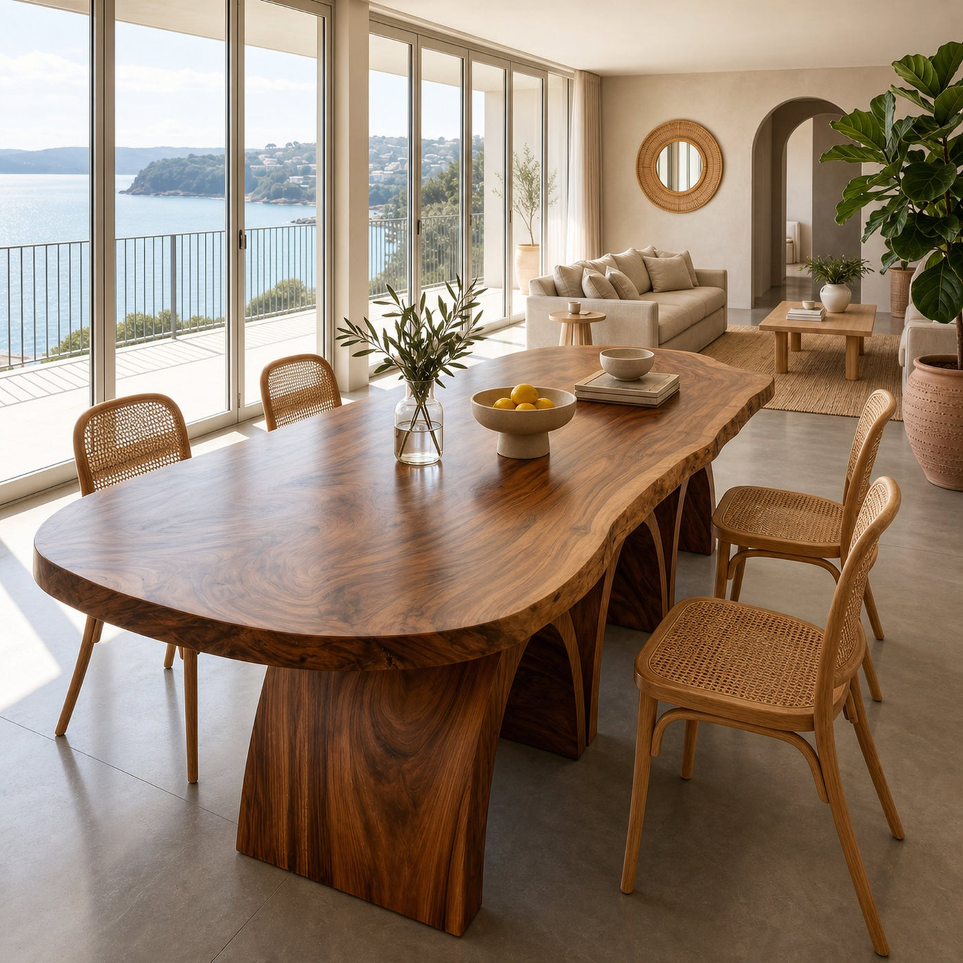 Scandinavian Live Edge Dining Table For Open Dining Area - product view 6