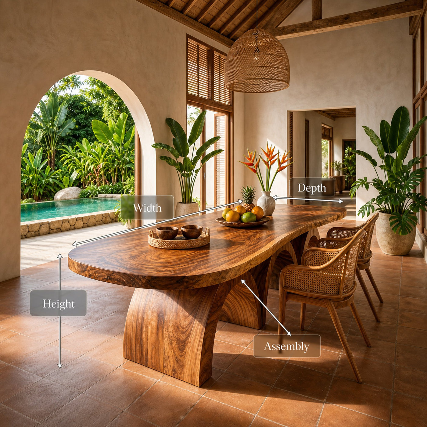 Scandinavian Live Edge Dining Table For Open Dining Area - product view 8
