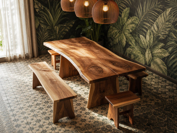 Scandinavian Live Edge Dining Table Minimal Kitchen