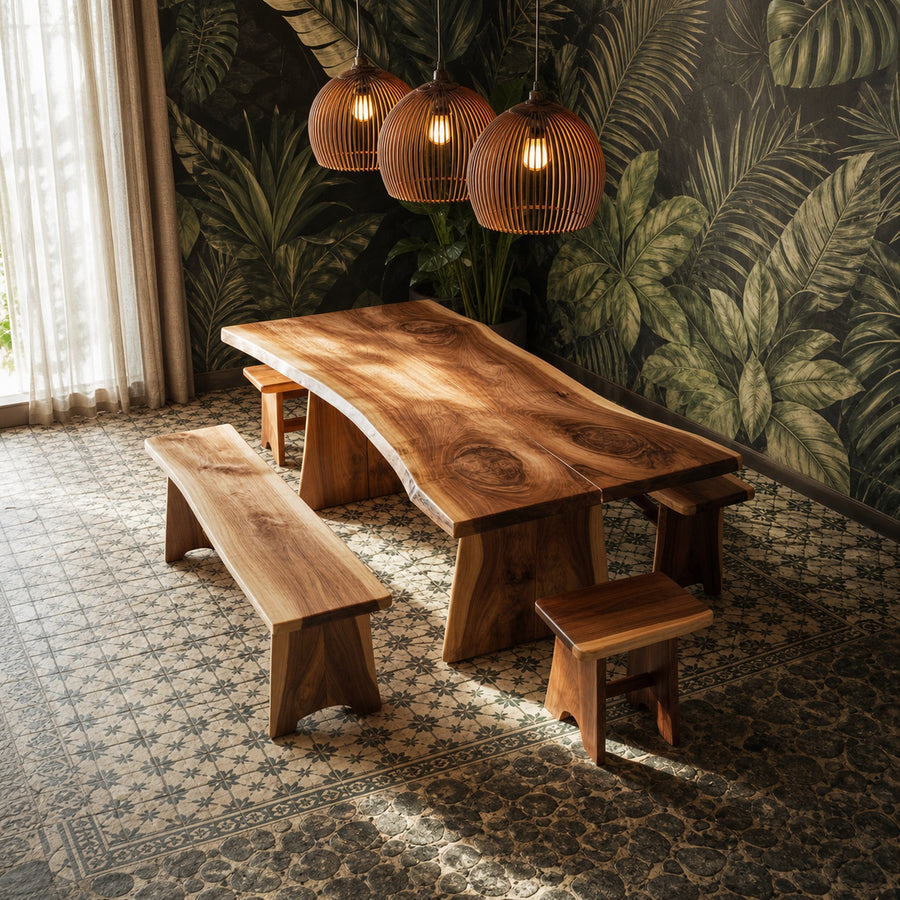 Scandinavian Live Edge Dining Table Minimal Kitchen
