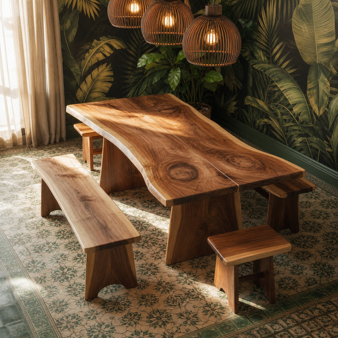 Scandinavian Live Edge Dining Table Minimal Kitchen - product view 2
