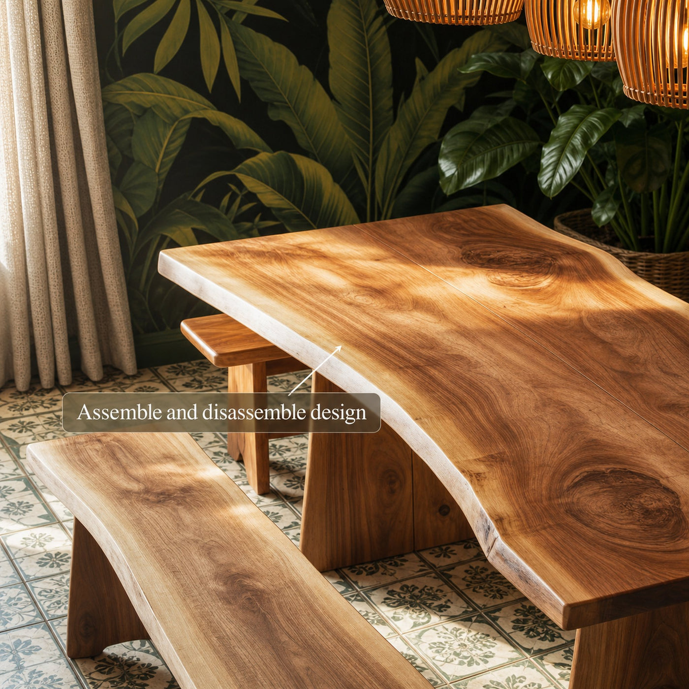 Scandinavian Live Edge Dining Table Minimal Kitchen - product view 3