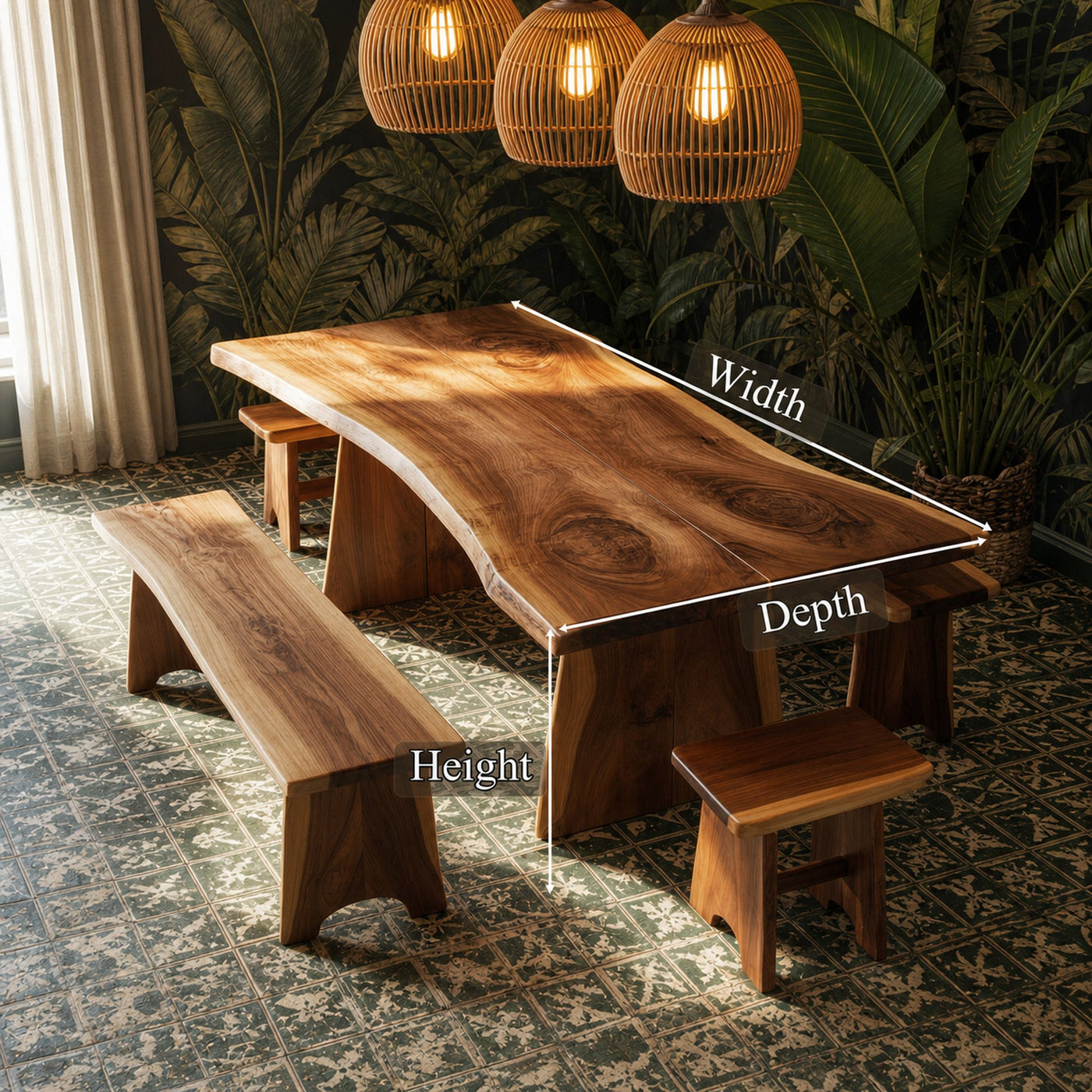 Scandinavian Live Edge Dining Table Minimal Kitchen - product view 5