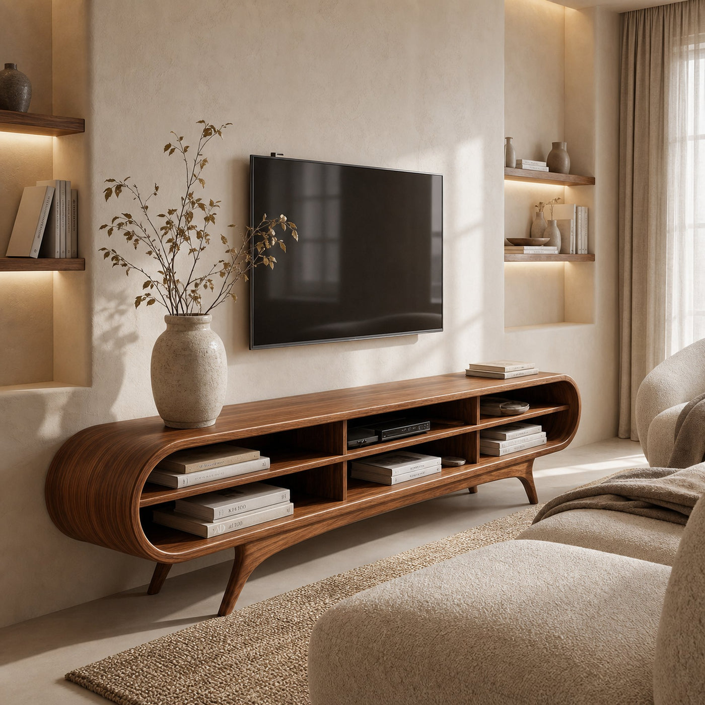Scandinavian Natural Wood TV Cabinet For Living Room Interior