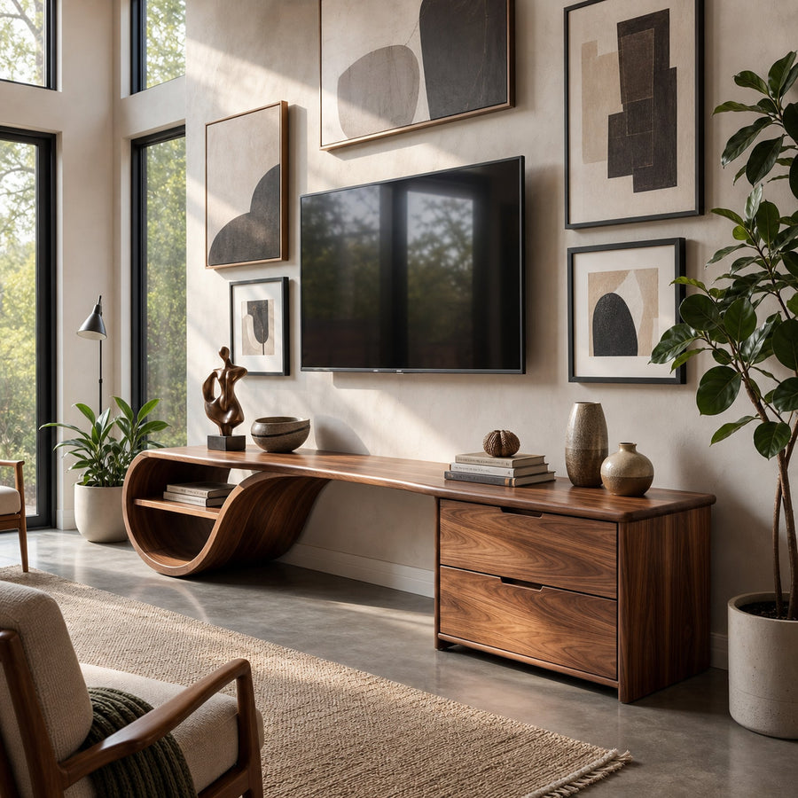 Scandinavian Organic TV Console For Living Room