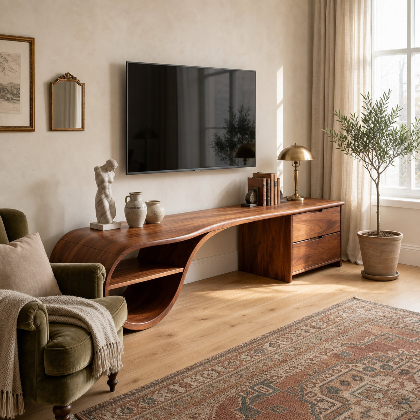 Scandinavian Organic TV Console For Living Room - product view 6