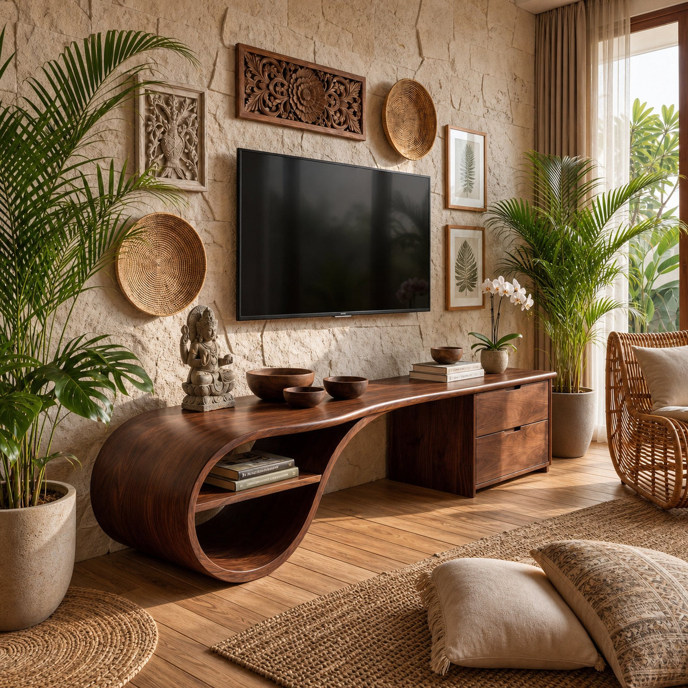Scandinavian Organic TV Console For Living Room - product view 7