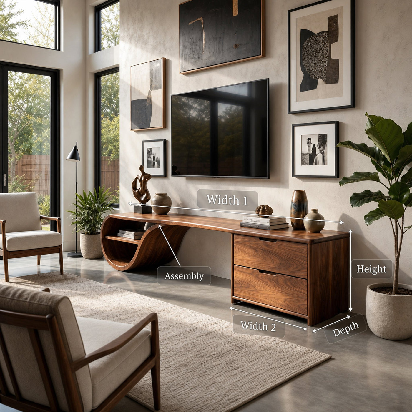 Scandinavian Organic TV Console For Living Room - product view 8