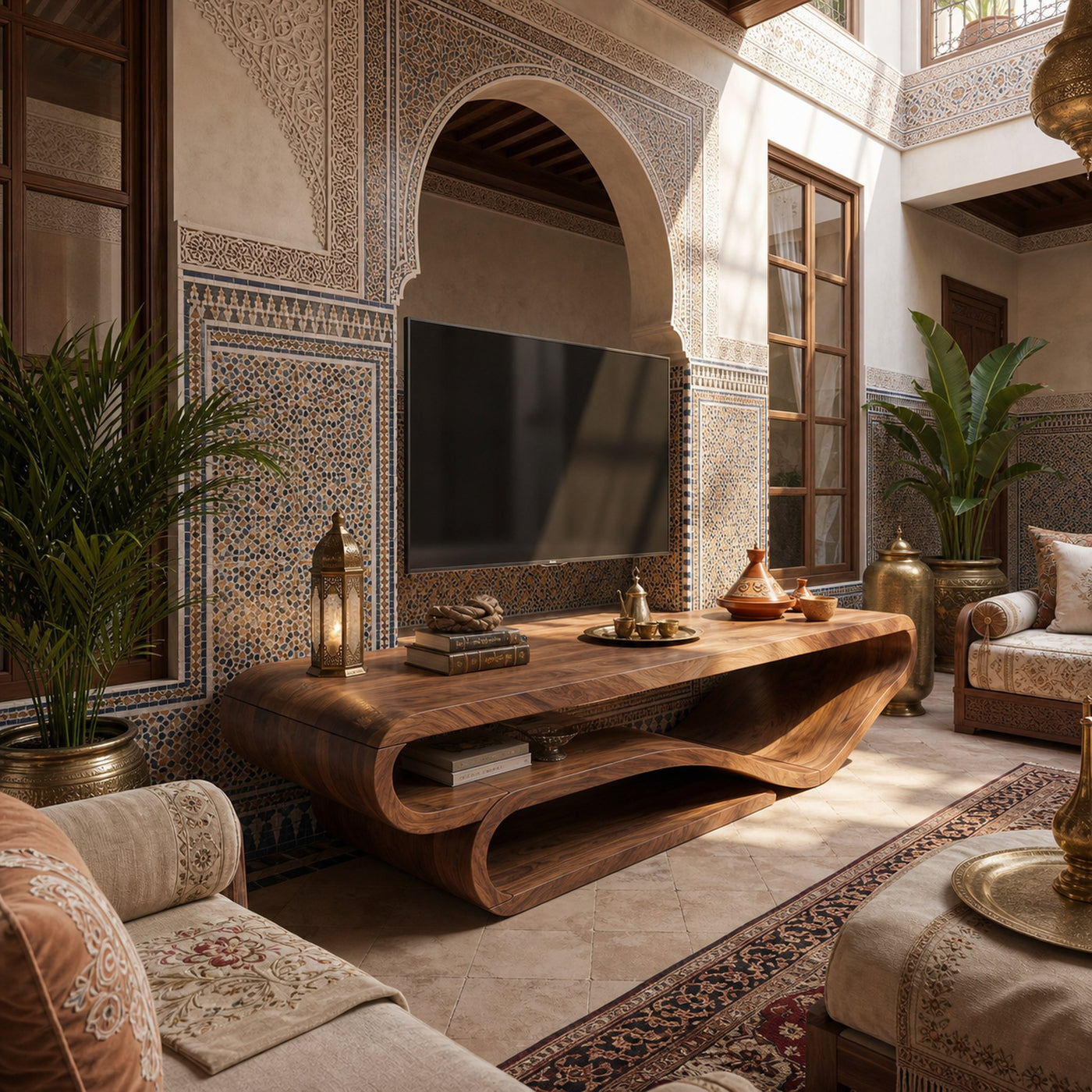 Scandinavian Sculpted TV Console For Living Space - product view 6