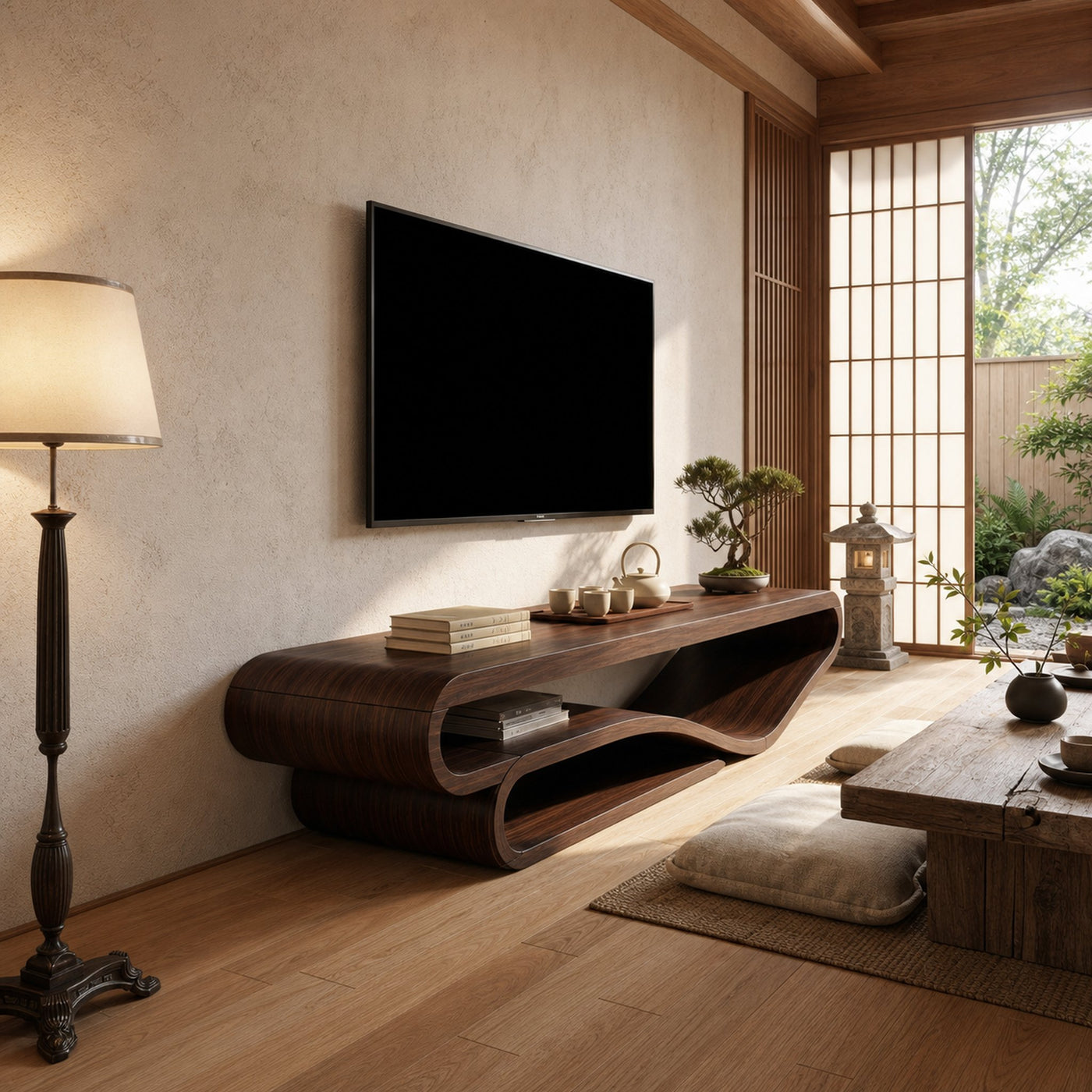 Scandinavian Sculpted TV Console For Living Space - product view 7