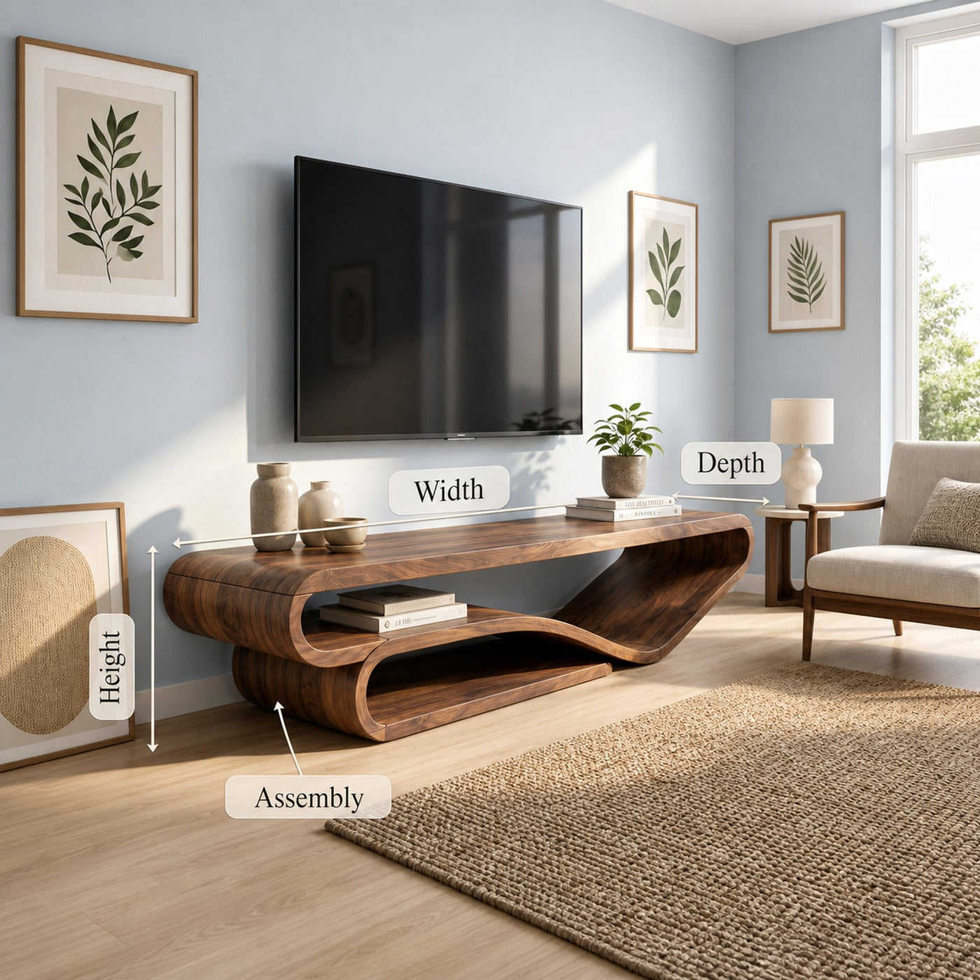 Scandinavian Sculpted TV Console For Living Space - product view 8