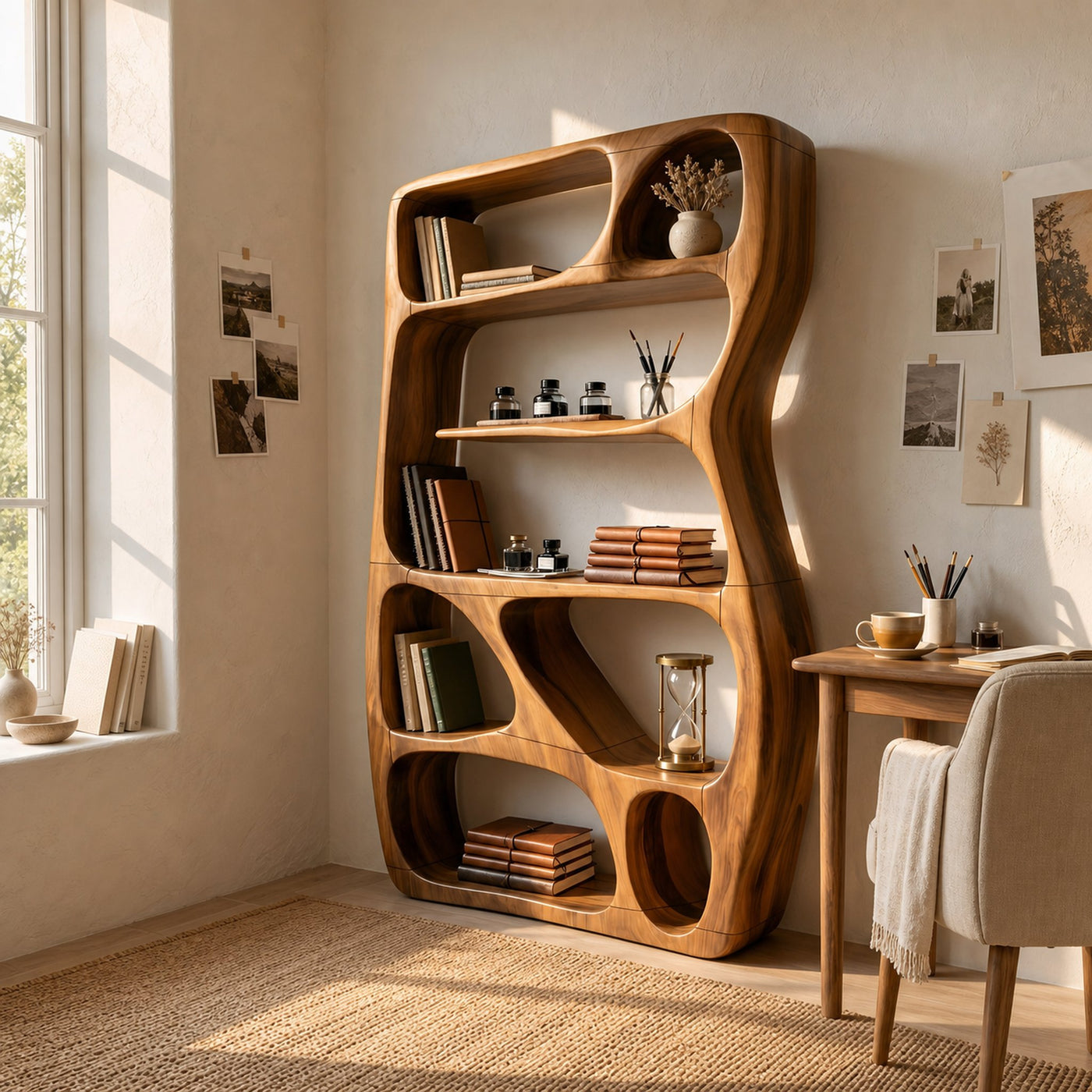 Scandinavian Sculptural Bookshelf Storage Organizer For Living Room - product view 6