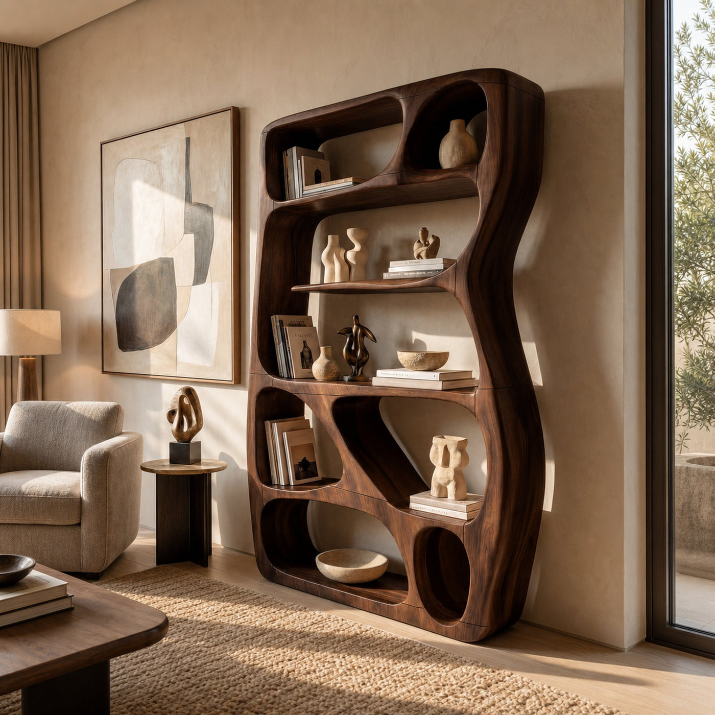 Scandinavian Sculptural Bookshelf Storage Organizer For Living Room - product view 7