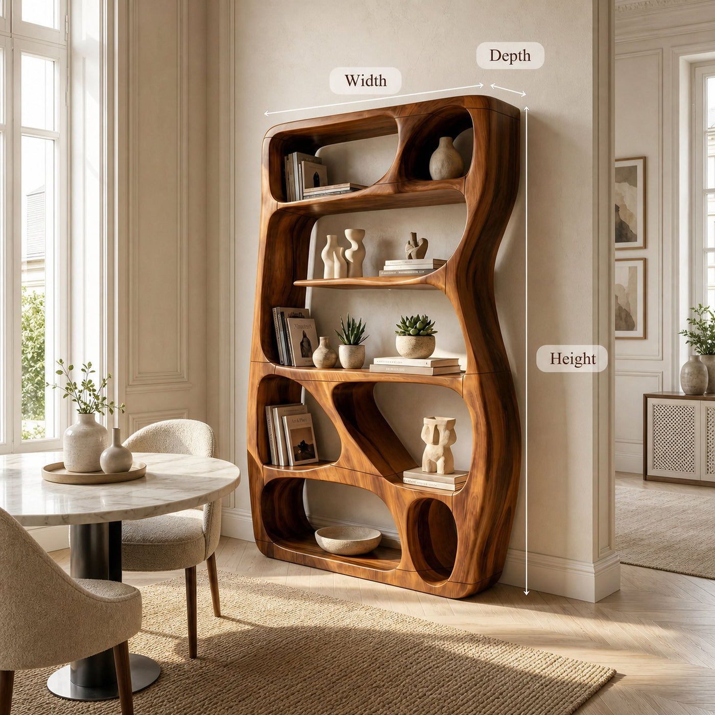 Scandinavian Sculptural Bookshelf Storage Organizer For Living Room - product view 8