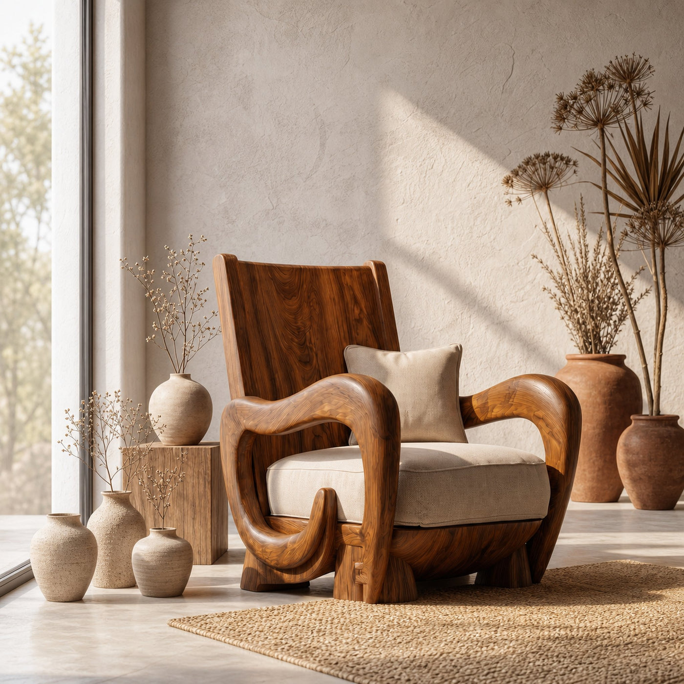 Scandinavian Wooden Armchair For Living Room Cozy Lounge Seating