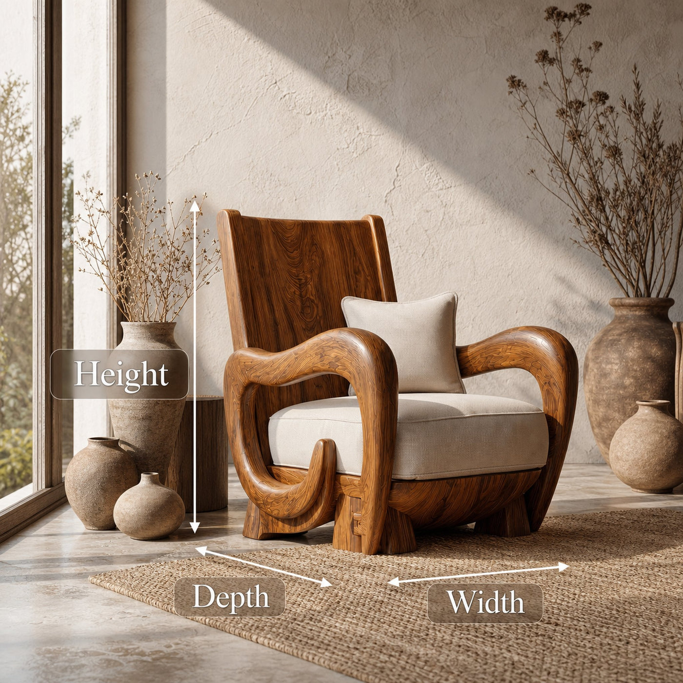 Scandinavian Wooden Armchair For Living Room Cozy Lounge Seating - product view 8
