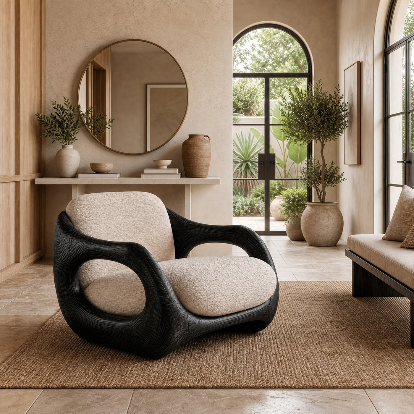 Sculptural Armchair Nature Inspired Wood Design For Living Room - product view 4