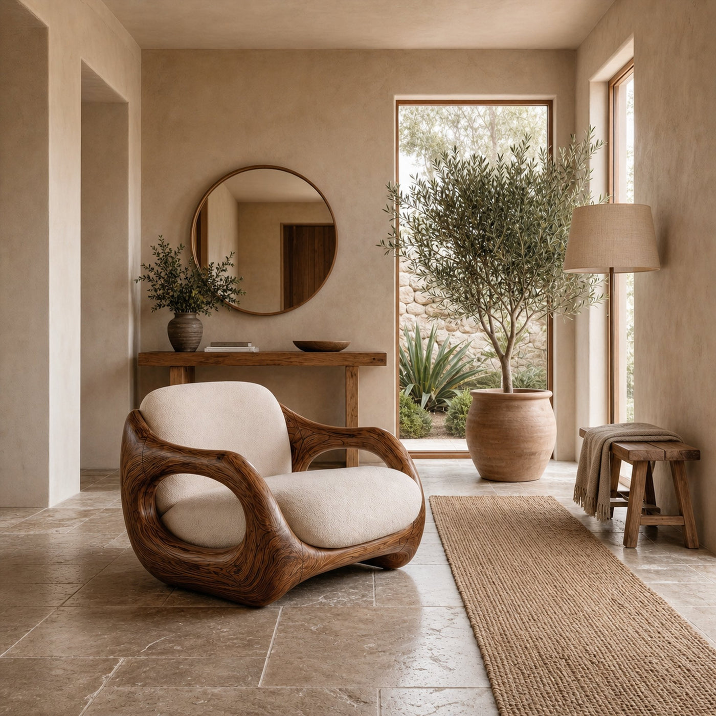 Sculptural Armchair Nature Inspired Wood Design For Living Room - product view 7