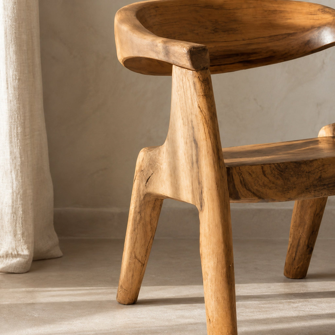 Sculptural Armchair With Curved Backrest For Living Room - product view 3