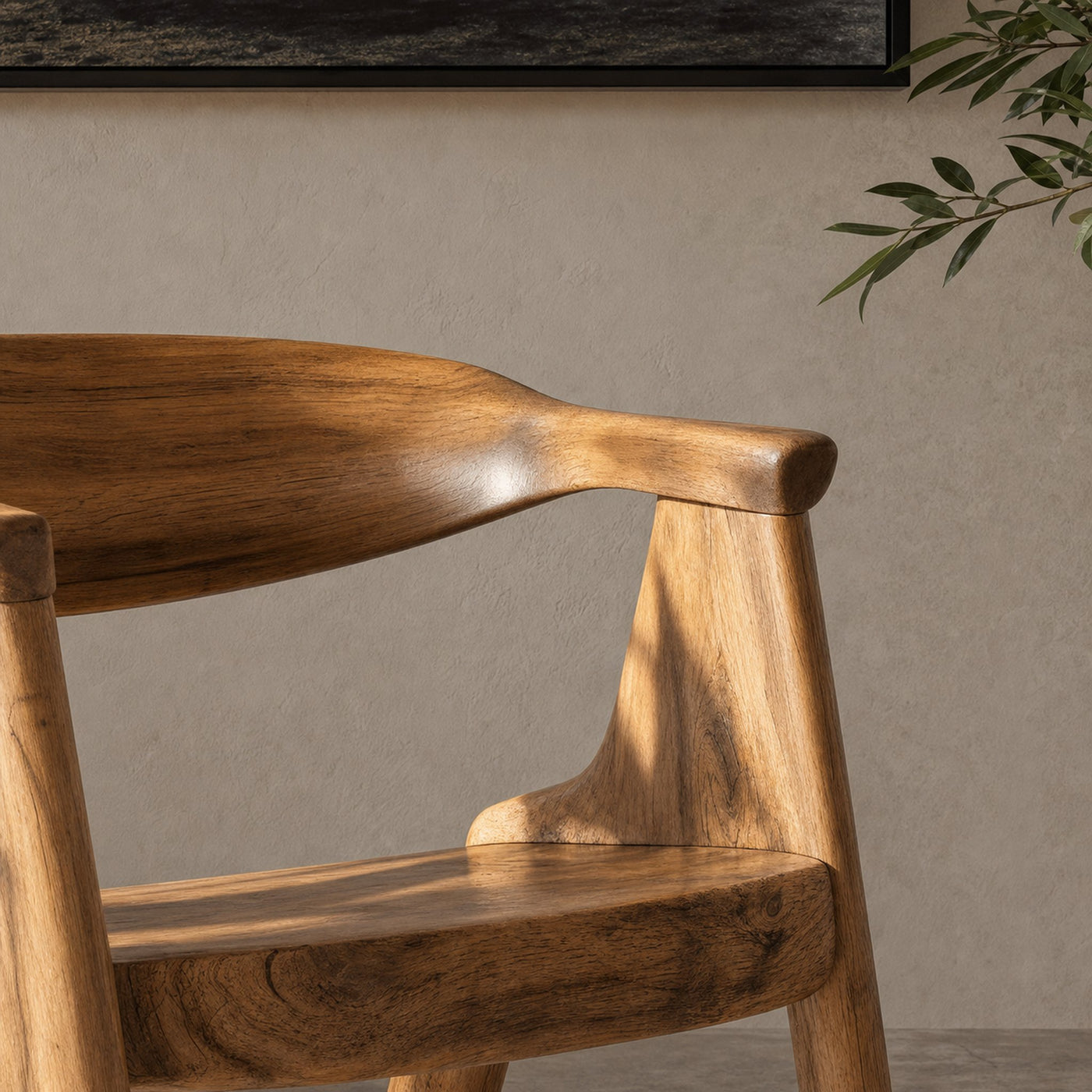 Sculptural Armchair With Curved Backrest For Living Room - product view 4