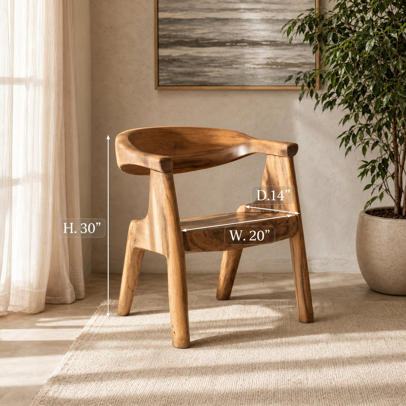 Sculptural Armchair With Curved Backrest For Living Room - product view 6