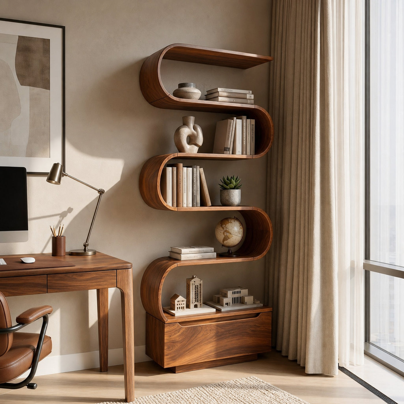 Sculptural Bookcase For Home Office