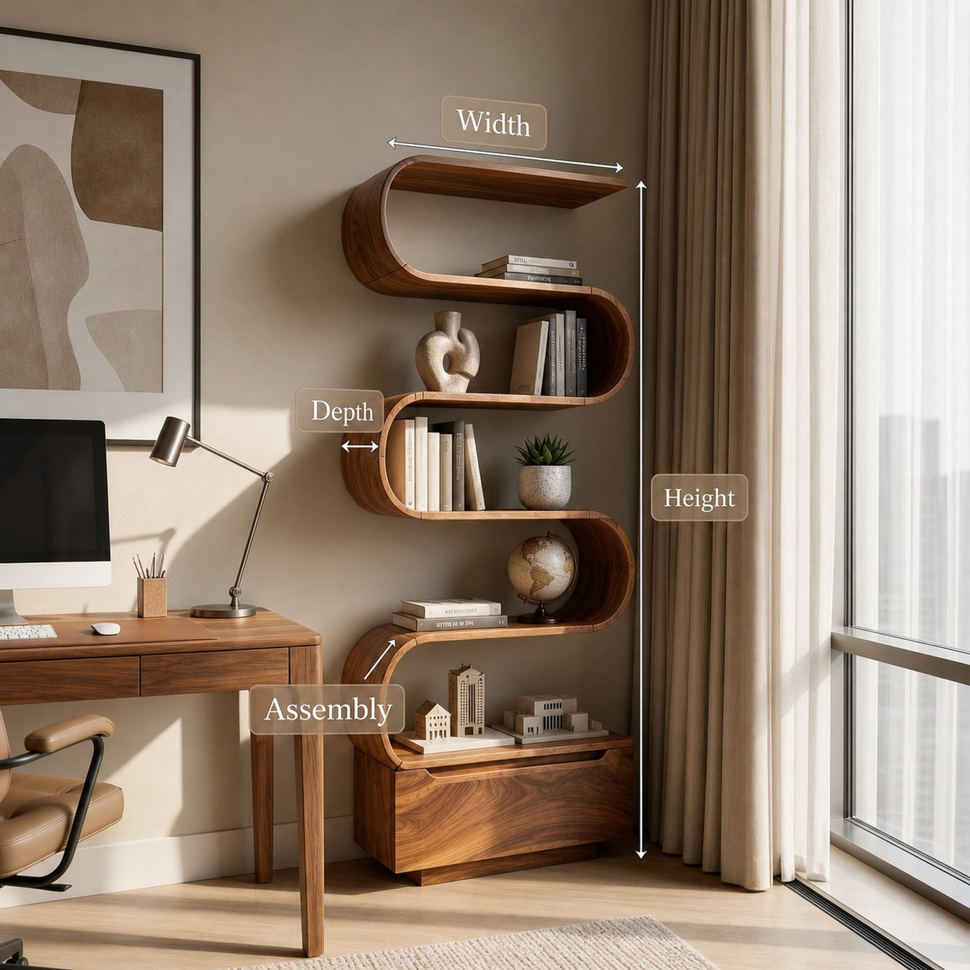Sculptural Bookcase For Home Office - product view 8