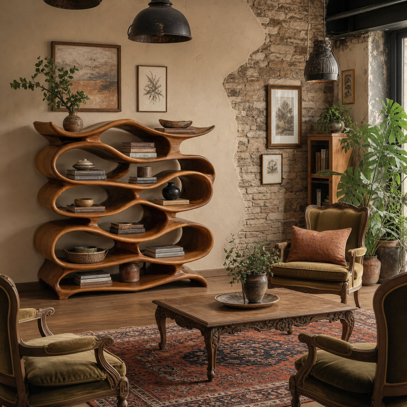 Sculptural Bookshelf Cabinet For Living Room And Office - product view 2