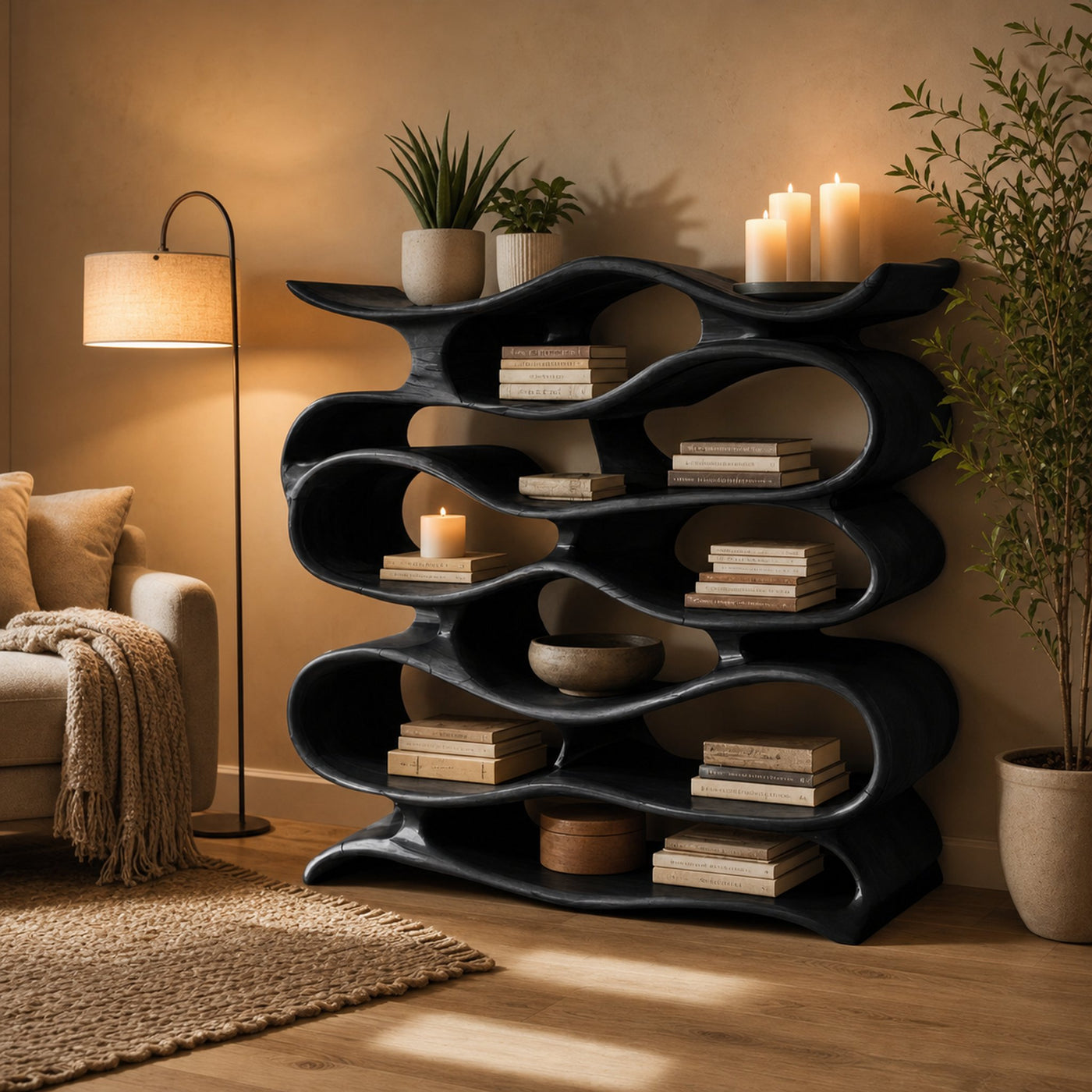 Sculptural Bookshelf Cabinet For Living Room And Office - product view 4