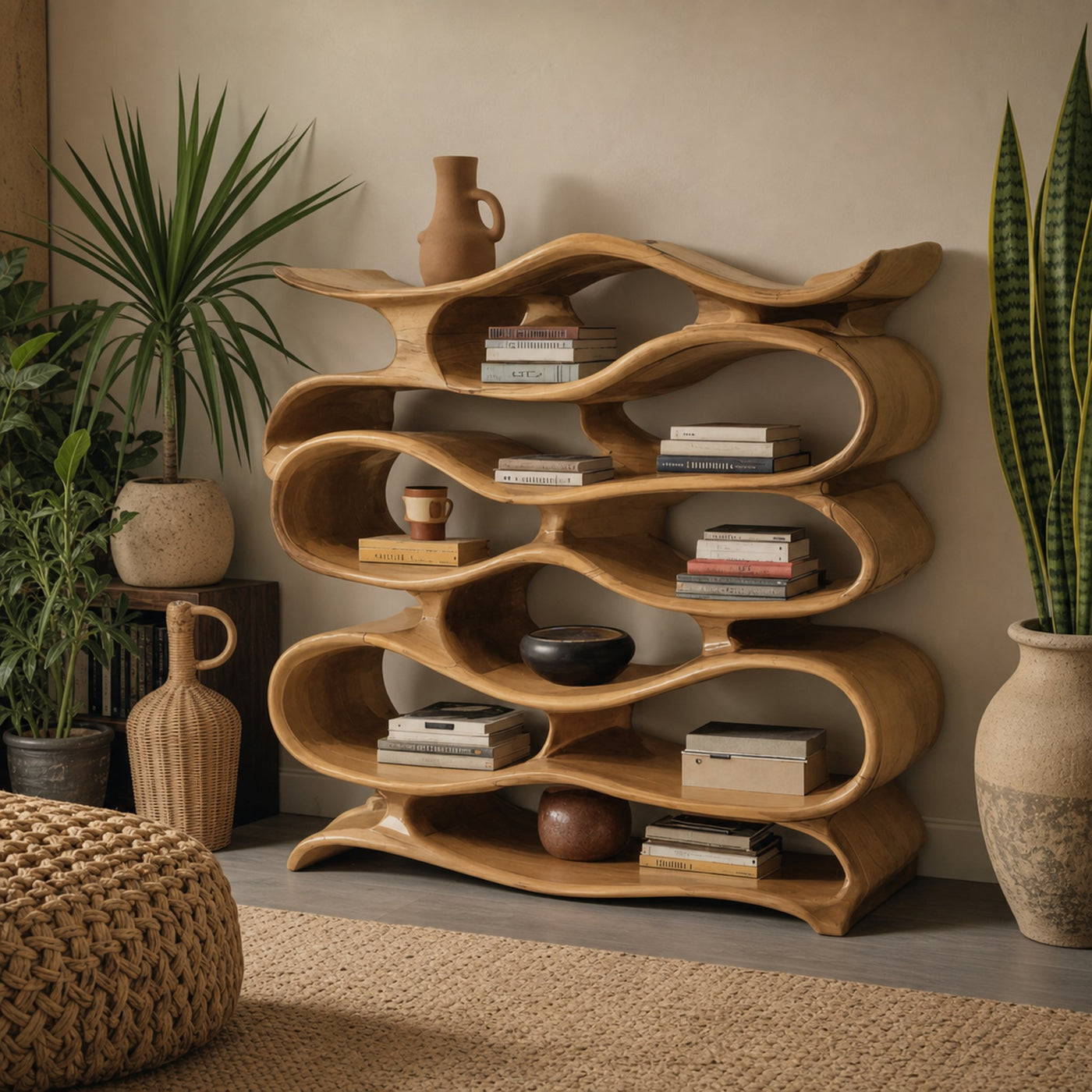 Sculptural Bookshelf Cabinet For Living Room And Office - product view 5