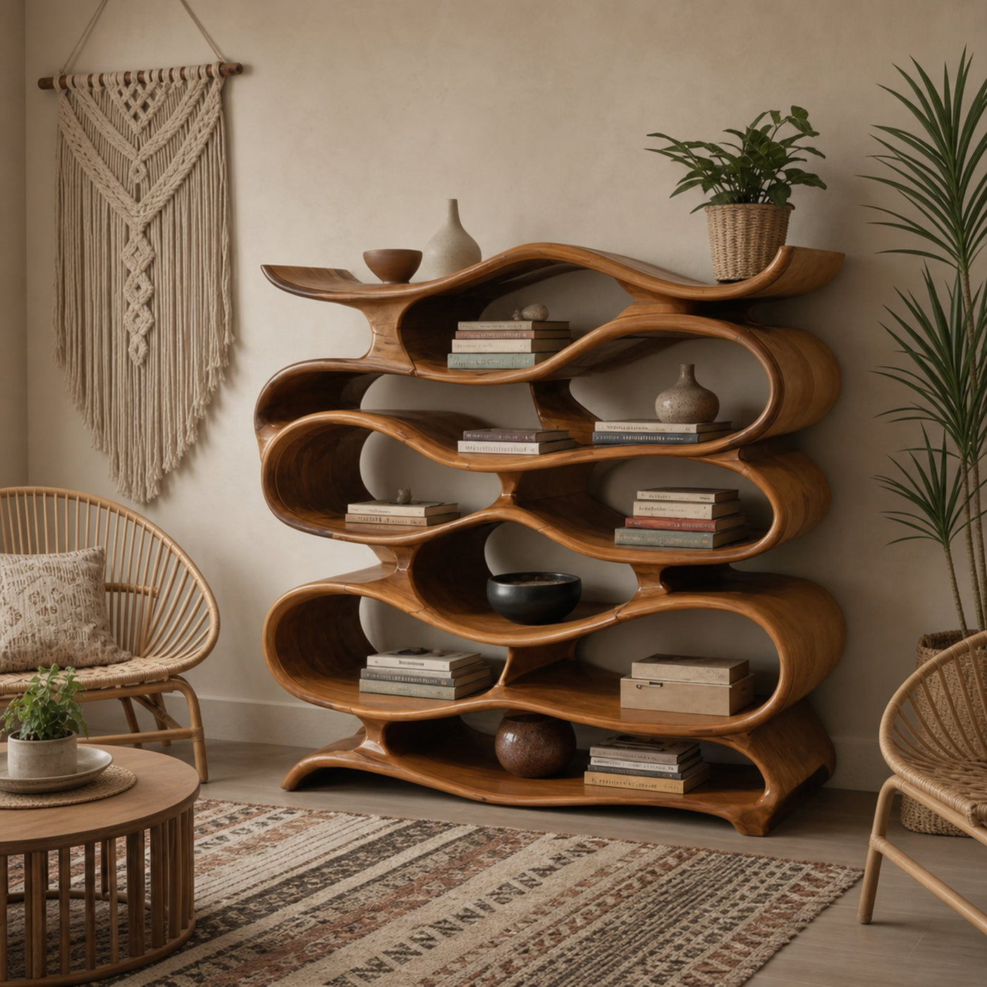 Sculptural Bookshelf Cabinet For Living Room And Office - product view 6