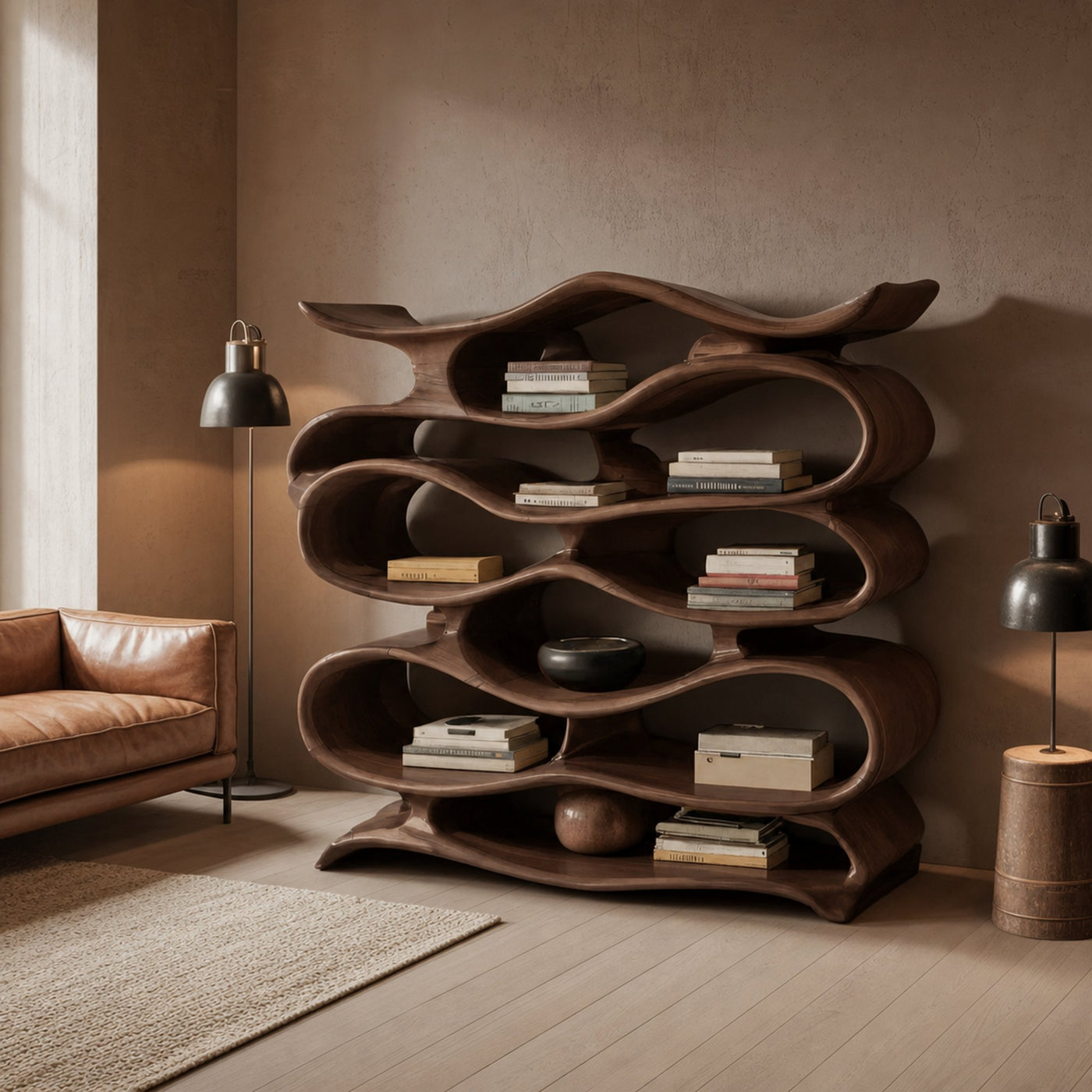 Sculptural Bookshelf Cabinet For Living Room And Office - product view 7