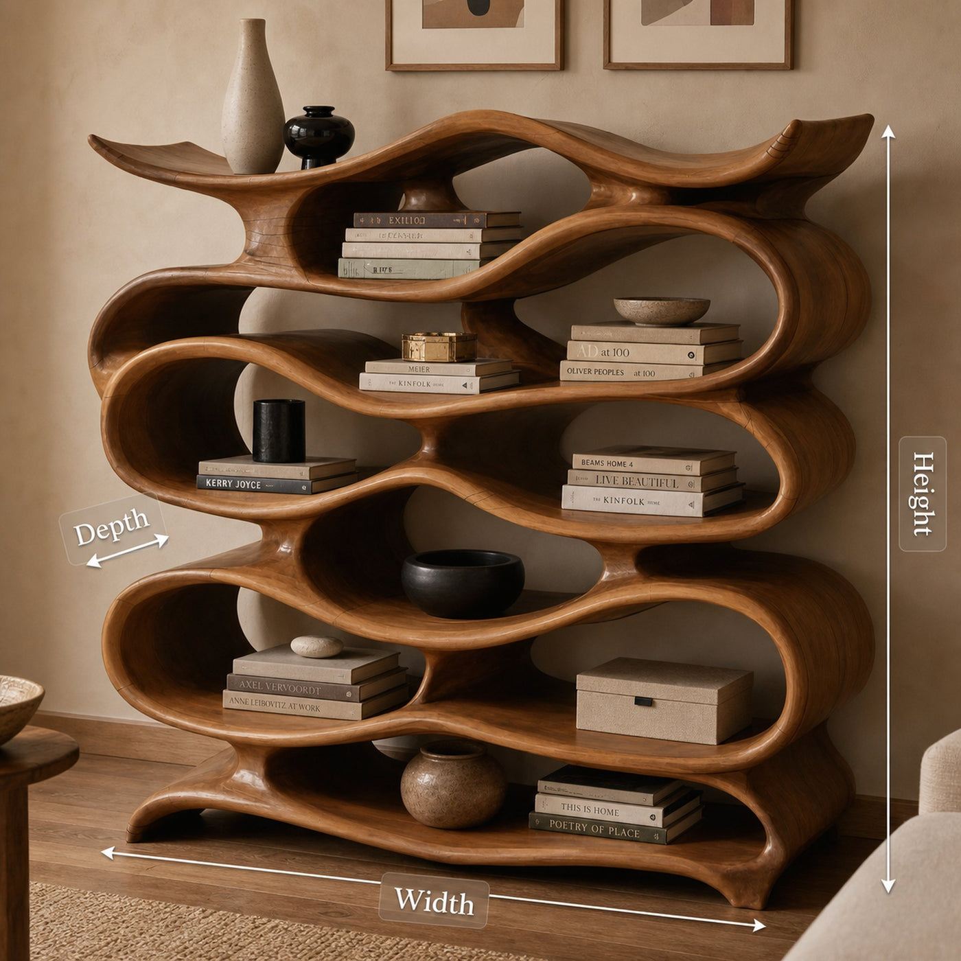 Sculptural Bookshelf Cabinet For Living Room And Office - product view 8