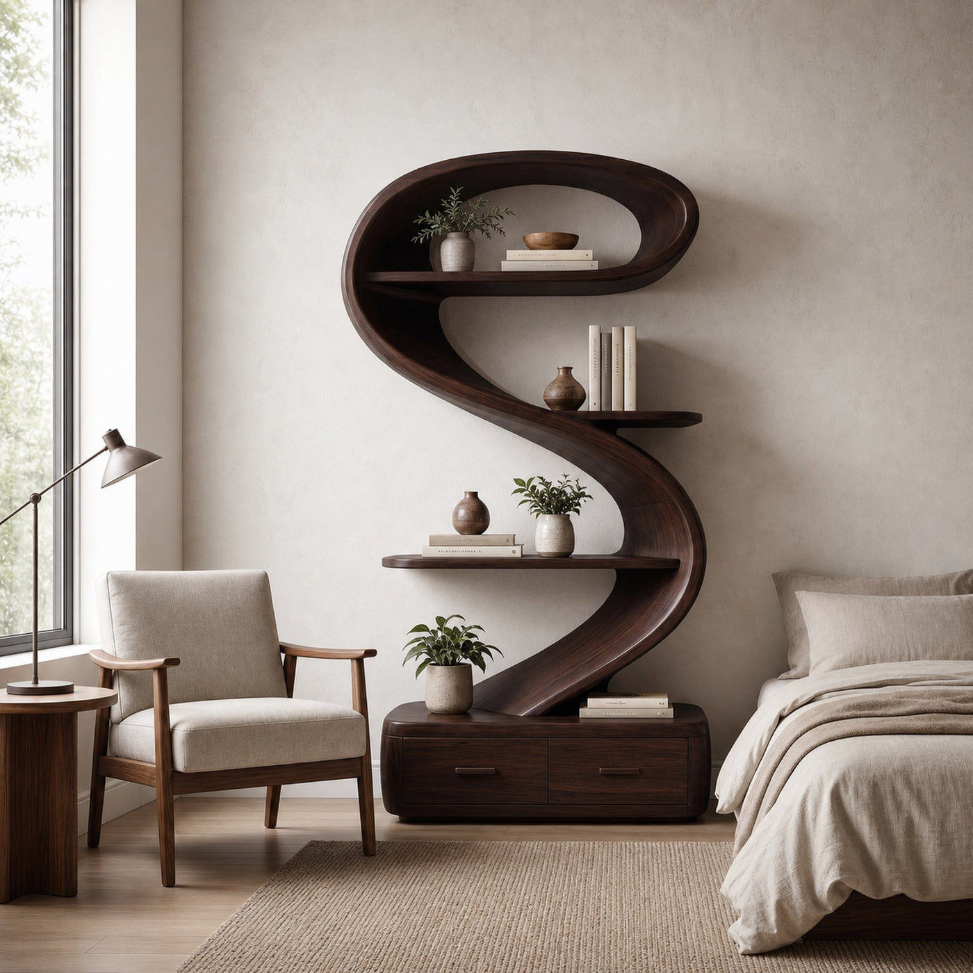 Sculptural Bookshelf For Living Room Library - product view 7