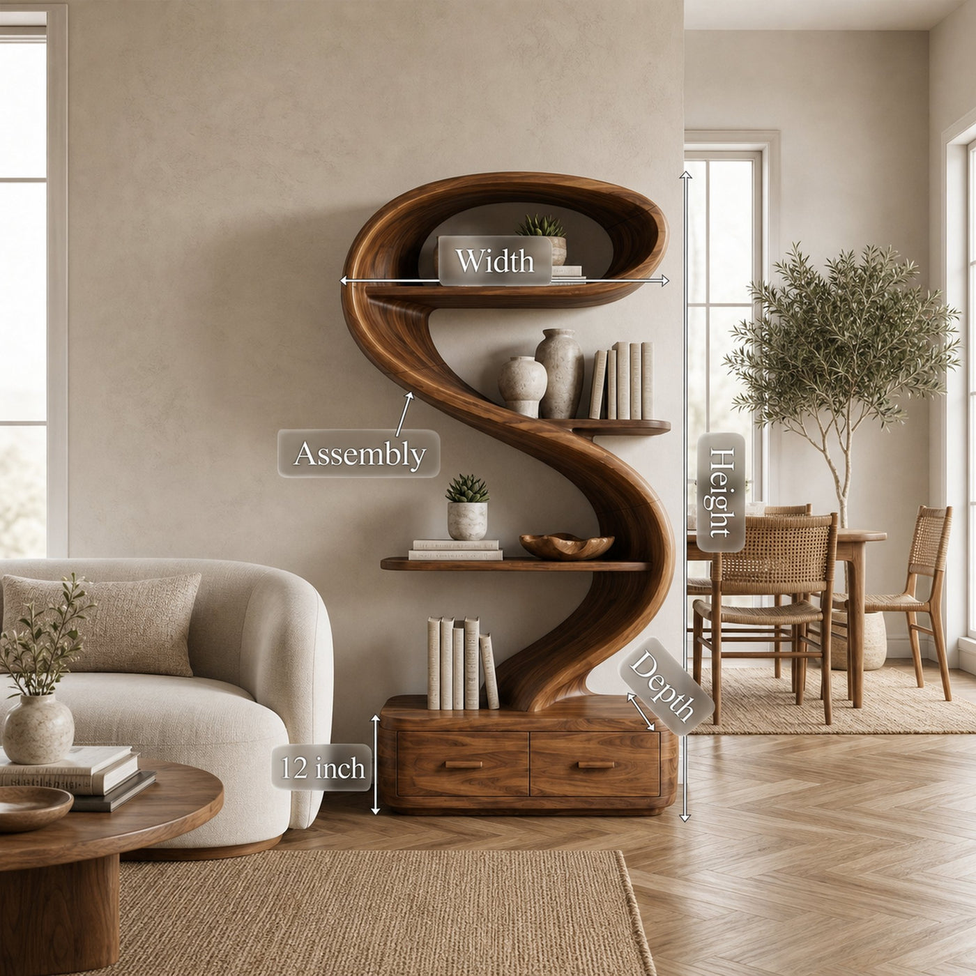 Sculptural Bookshelf For Living Room Library - product view 8