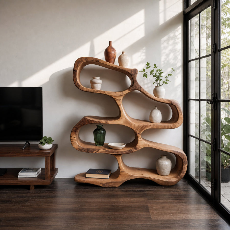 Sculptural Bookshelf For Living Room Or Office