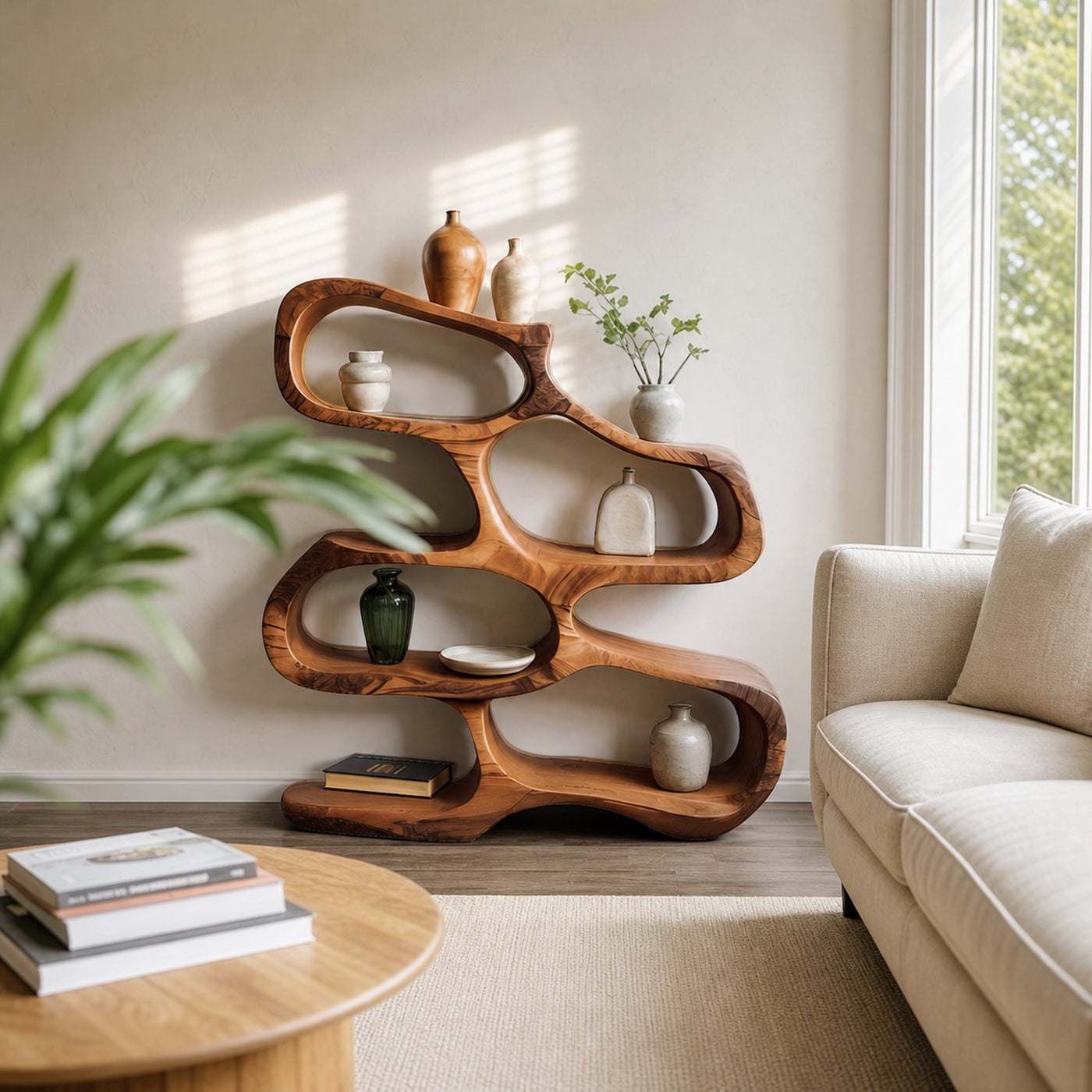 Sculptural Bookshelf For Living Room Or Office - product view 6
