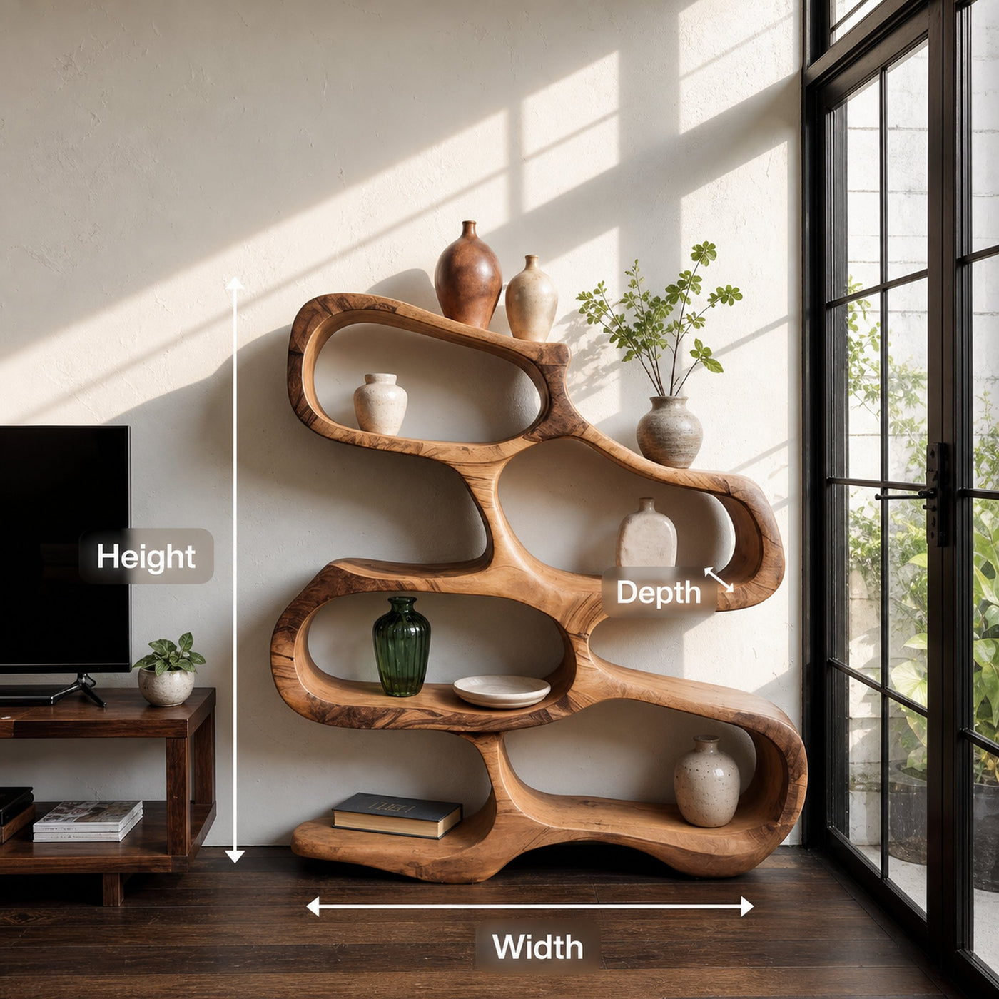 Sculptural Bookshelf For Living Room Or Office - product view 8