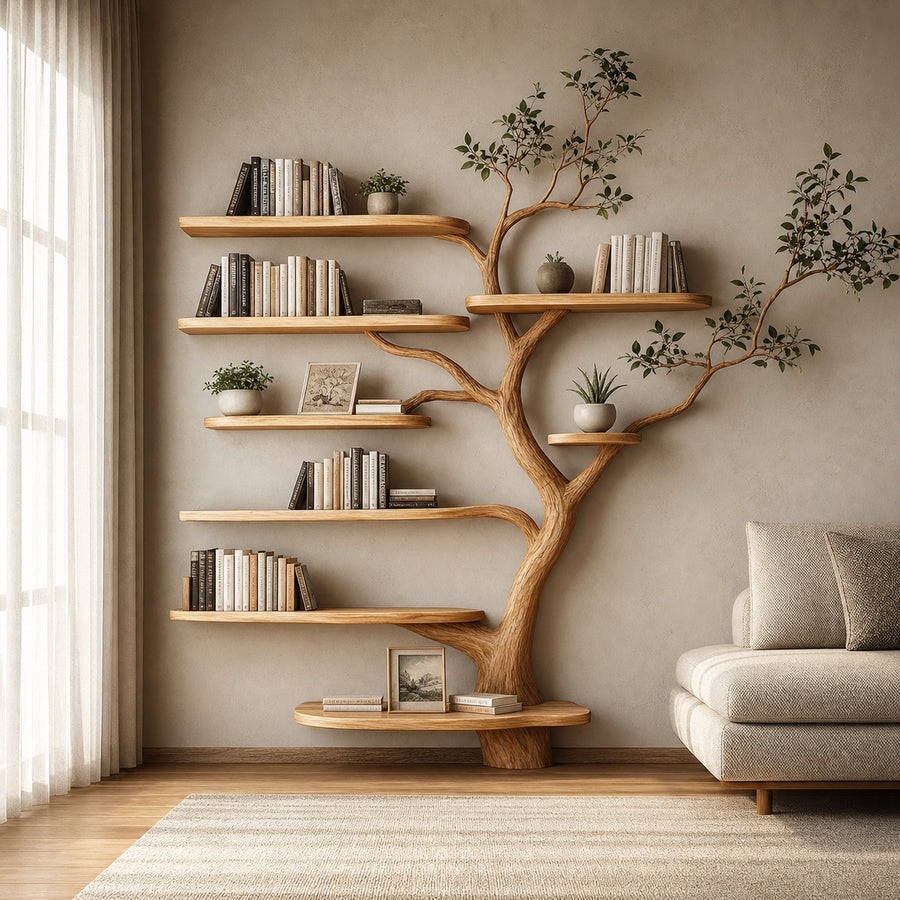 Sculptural Branch Bookcase Living Room Interior Airy Storage