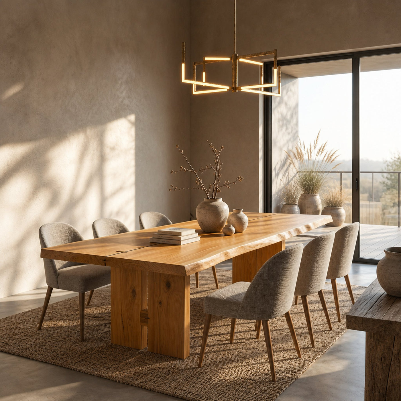 Sculptural Dining Table With Chunky Pedestal Base For Dining Room - product view 5