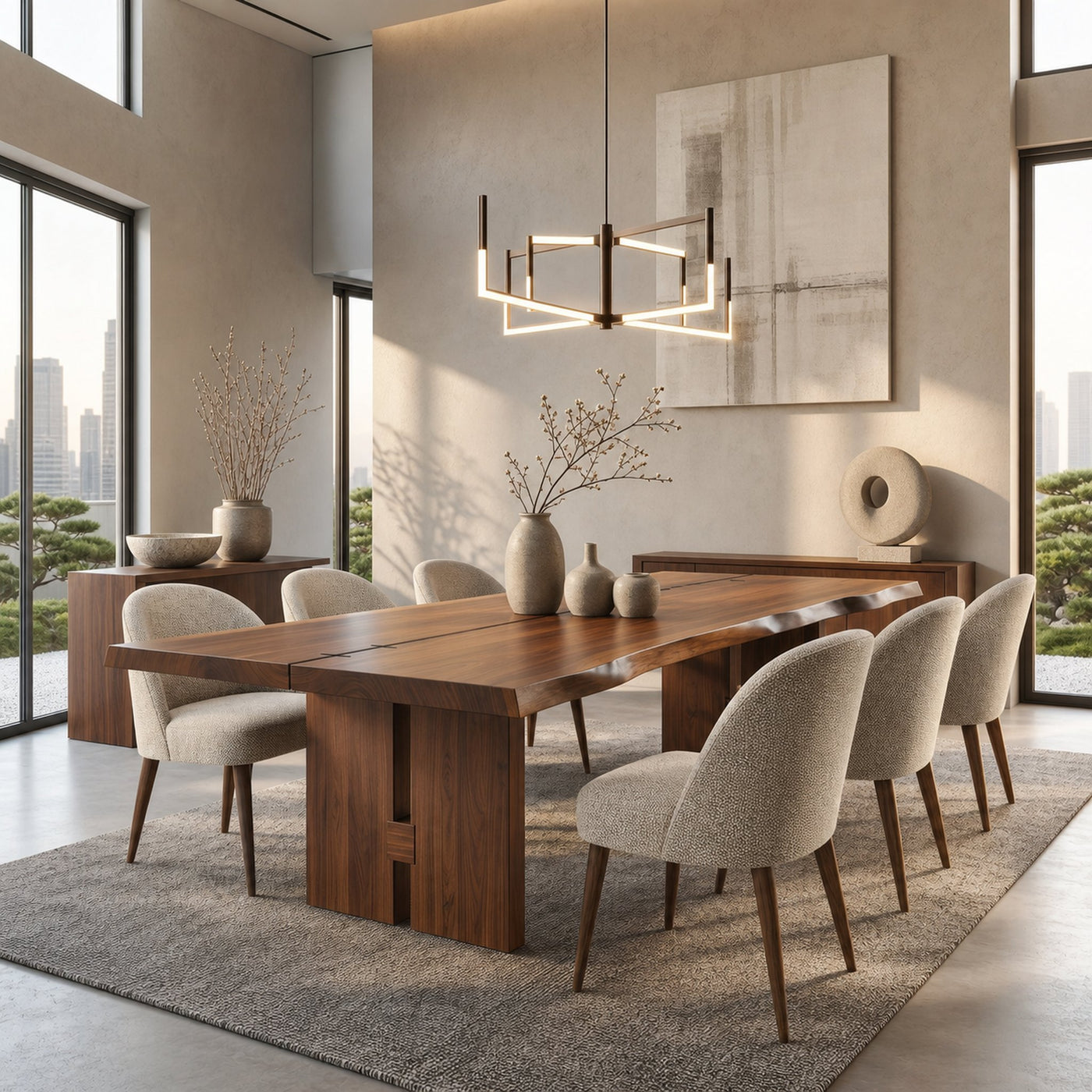 Sculptural Dining Table With Chunky Pedestal Base For Dining Room - product view 6