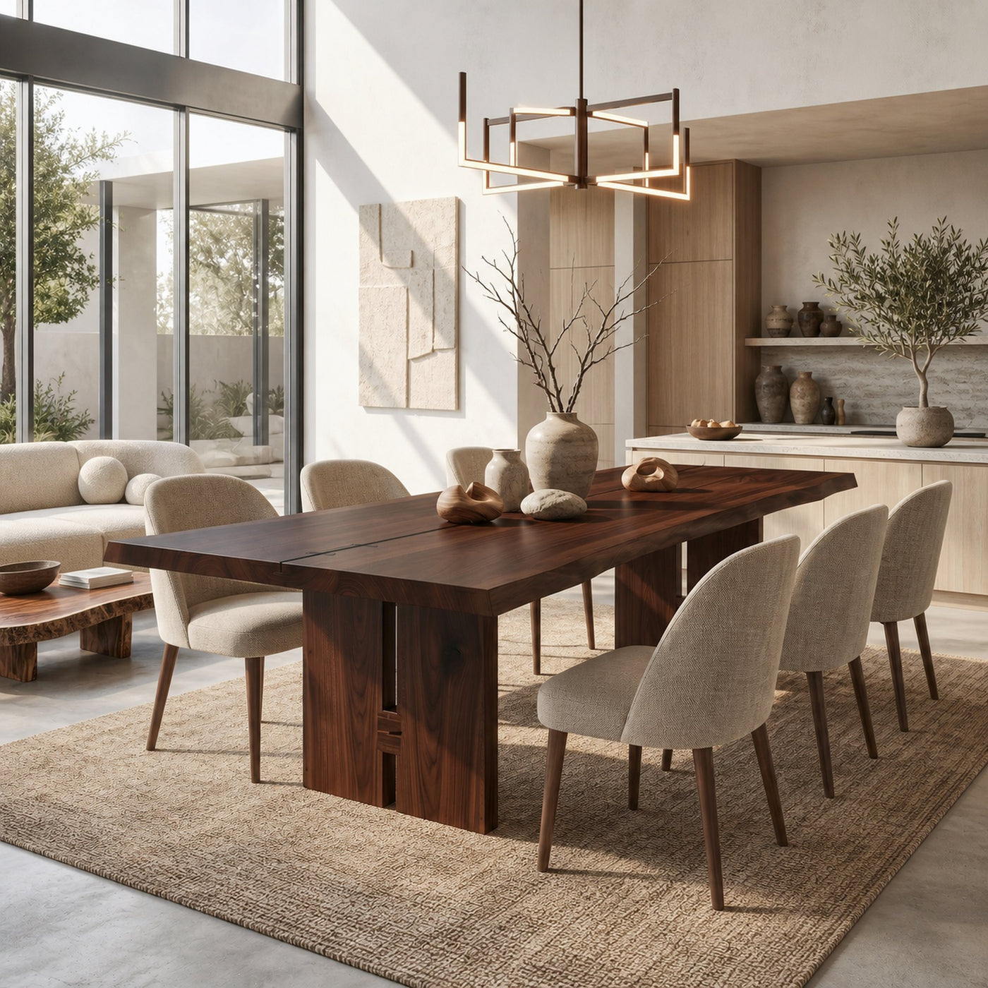 Sculptural Dining Table With Chunky Pedestal Base For Dining Room - product view 7