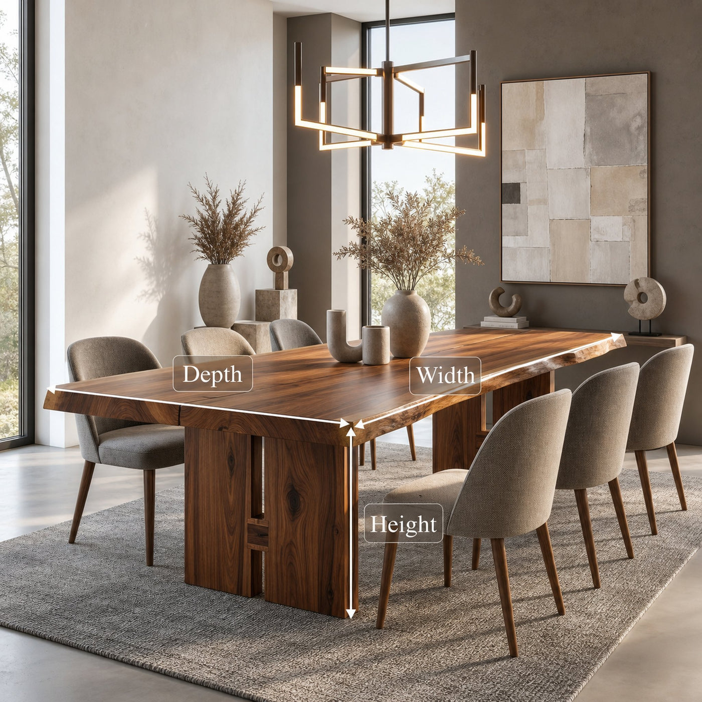 Sculptural Dining Table With Chunky Pedestal Base For Dining Room - product view 8