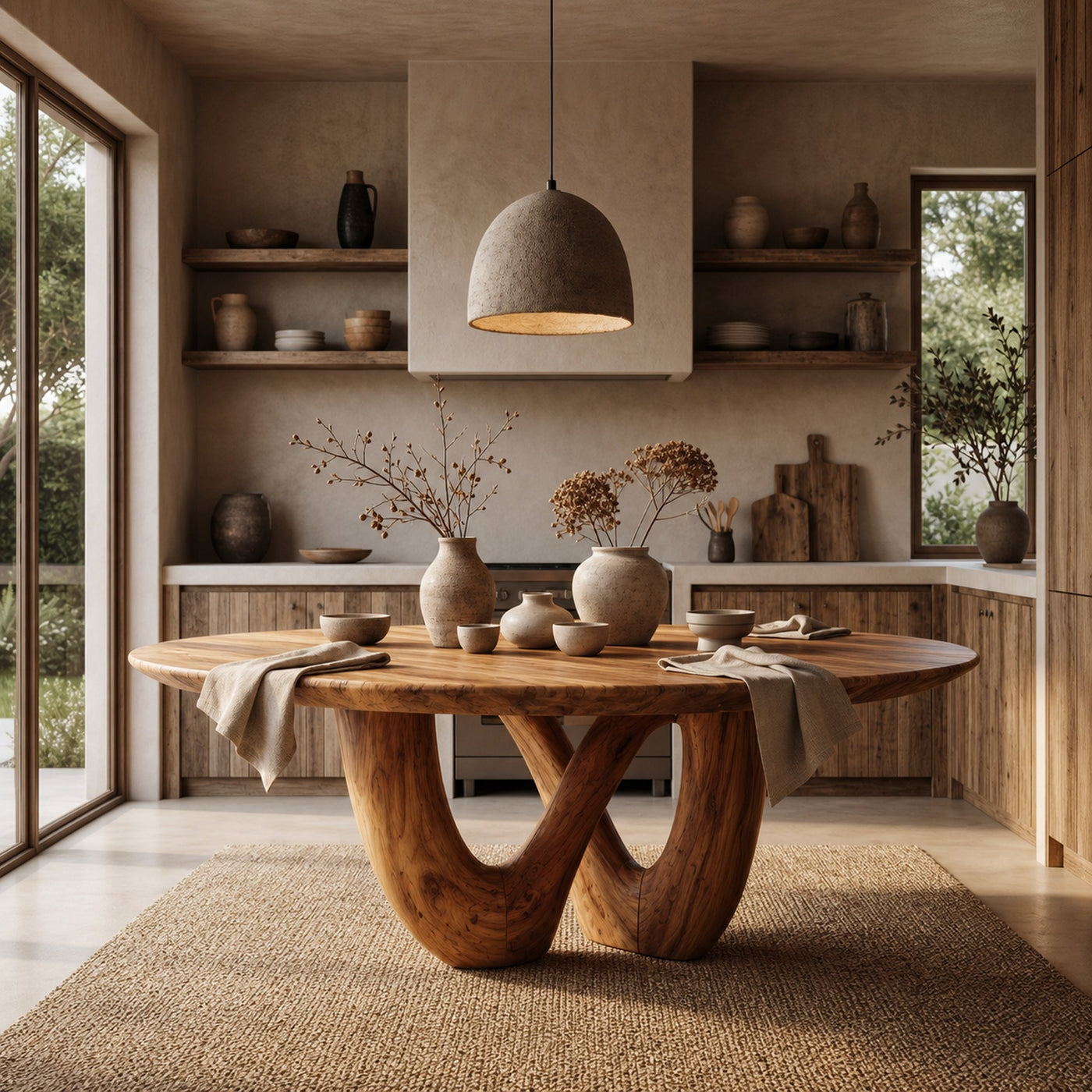 Sculptural Double Curved Base Dining Table For Dining Room And Kitchen - product view 6
