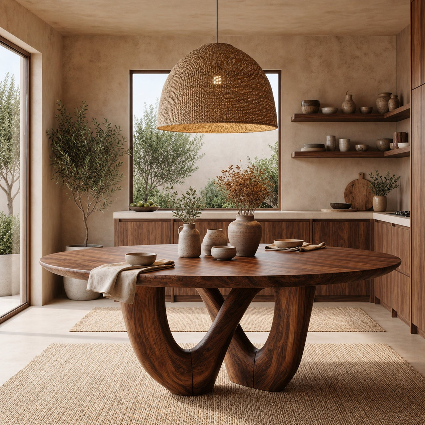 Sculptural Double Curved Base Dining Table For Dining Room And Kitchen - product view 7