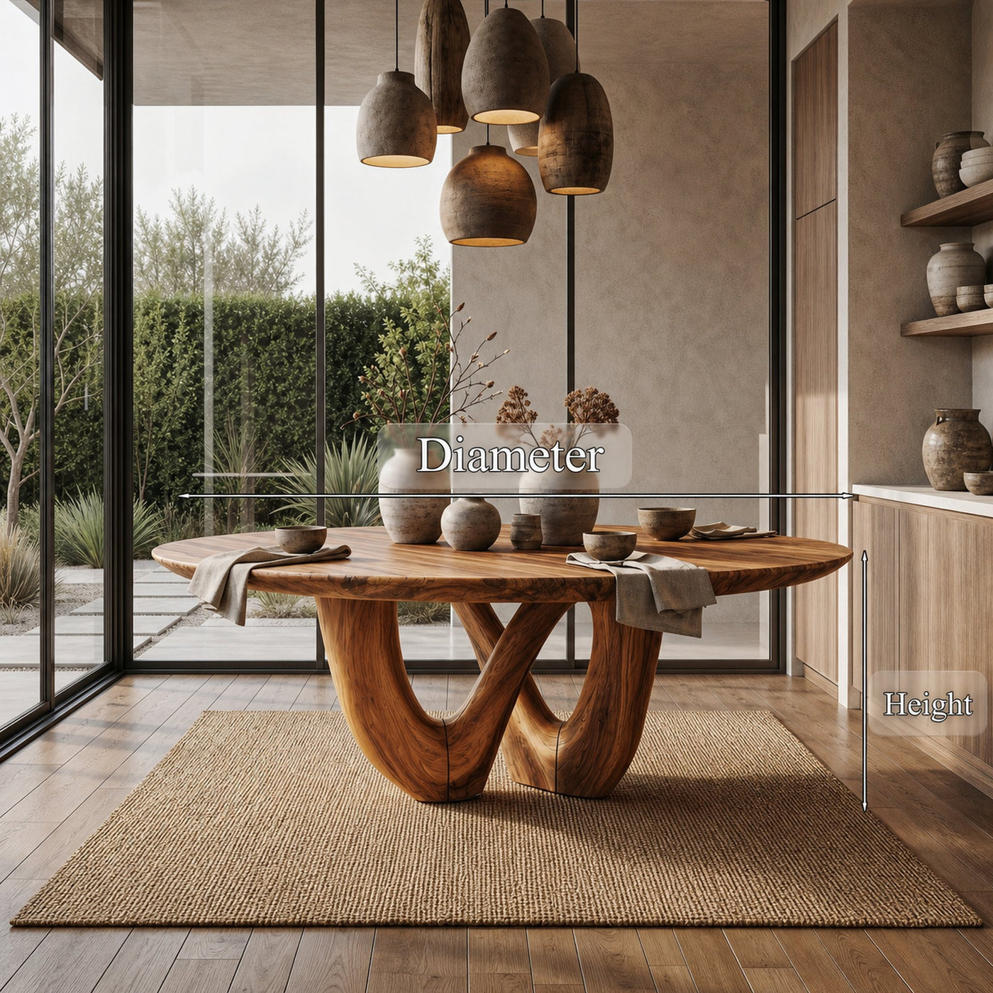 Sculptural Double Curved Base Dining Table For Dining Room And Kitchen - product view 8