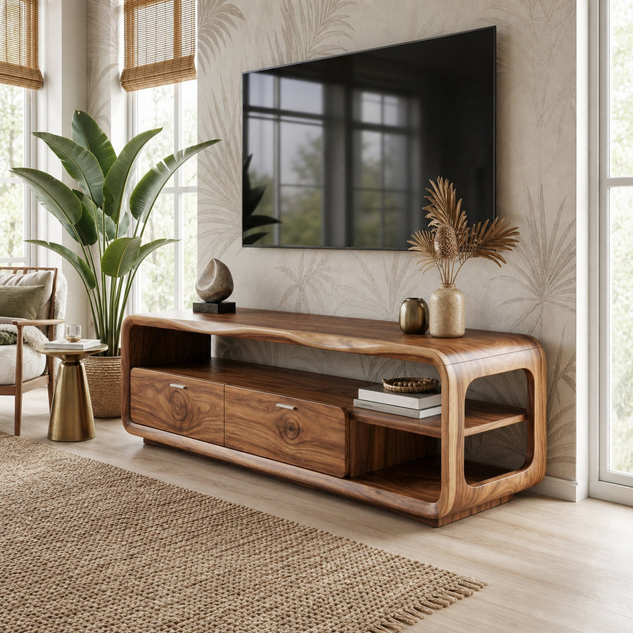 Sculptural Entertainment Console Modern Luxury Living