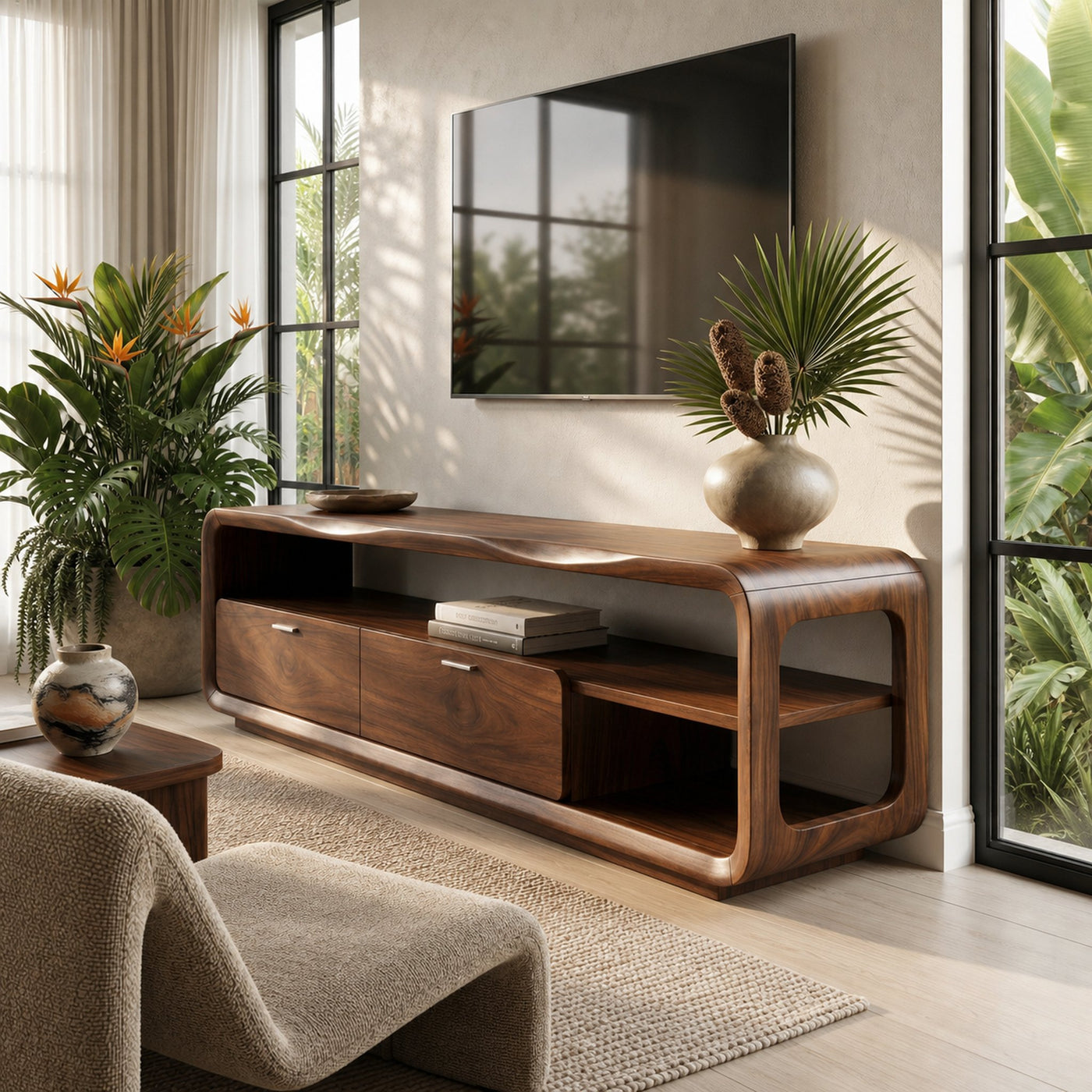 Sculptural Entertainment Console Modern Luxury Living - product view 7