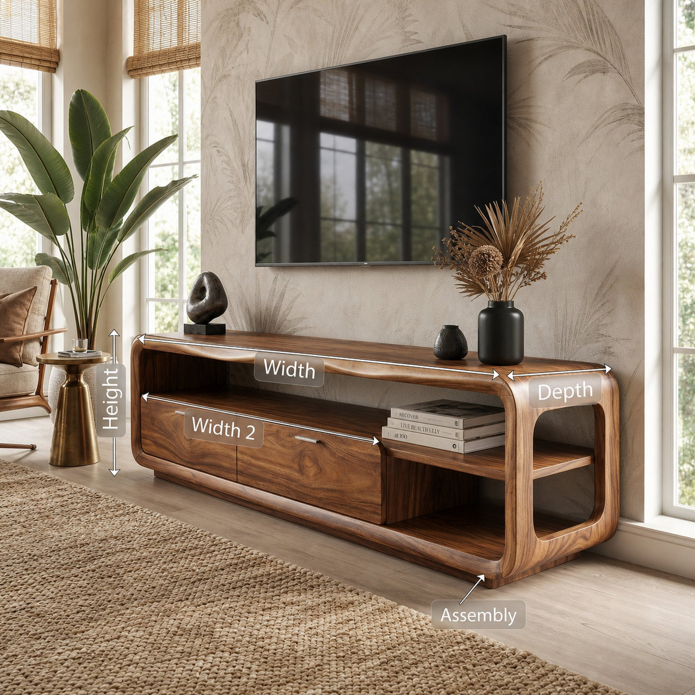 Sculptural Entertainment Console Modern Luxury Living - product view 8