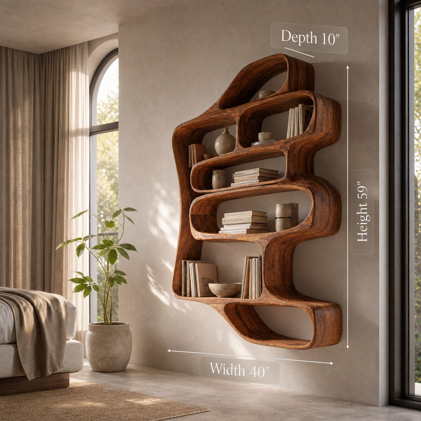 Sculptural Floating Bookshelf For Living Room Or Bedroom - product view 6